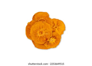 High angle view of dried Persimmon isolated on a white background