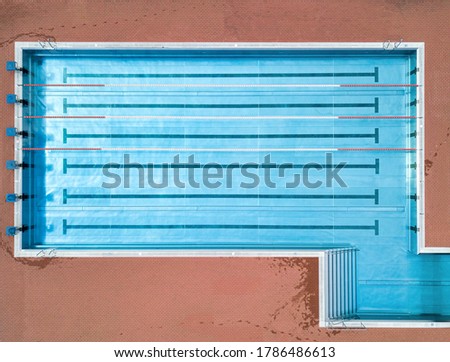 High angle view of an empty swimming pool with copy space