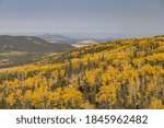 High angle view of the fall color around the famous Arizona Snowbowl near Flagstaff