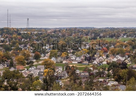 A High Angle View of Fall Colors in Residential Cedar Rapids, Iowa during a Cloudy Fall Day