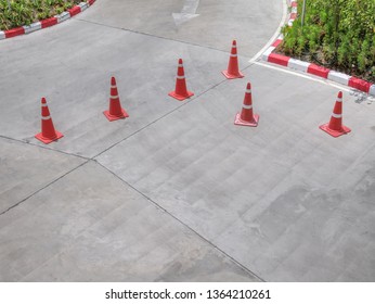 High Angle View of Group of Traffic Cones on the Street