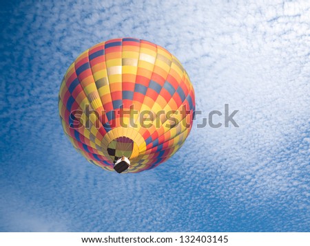High angle view of hot air balloon with blue sky