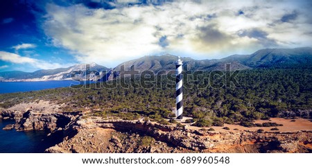 High angle view of a lighthouse on the coastline 