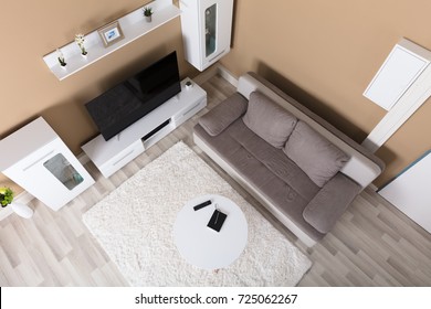 High Angle View Of Living Room Interior