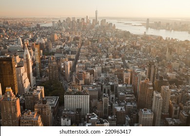 High Angle View Of Manhattan At New York City. 