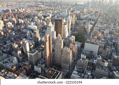 High Angle View Of Manhattan In New York City.  