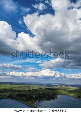 High Angle View of Most Beautiful British Landscape at Redmires Water Reservoirs over Hills of Sheffield City of England United Kingdom, April 30th, 2024
