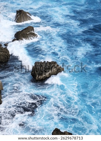 High Angle View of Ocean Wave Abstract Background in Uluwatu