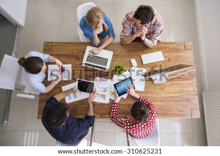 High angle view at the office interior