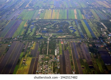 High Angle View On City At Day On An Airplane In Thailand