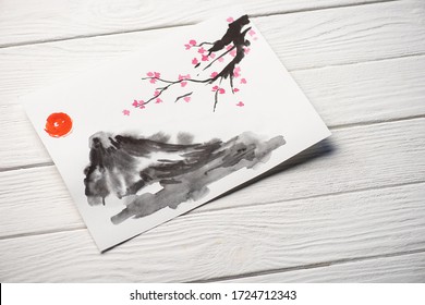 桜 水墨画 Stock Photos Images Photography Shutterstock