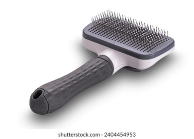 High angle view of pet slicker brush isolated on white background with clipping path.