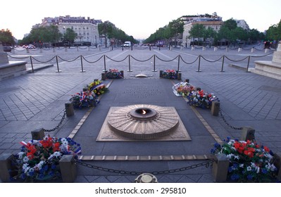 High angle view of a plaque outside the arc de triumph, Paris, France,