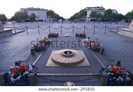 High angle view of a plaque outside the arc de triumph, Paris, France,