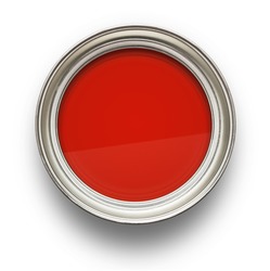 High Angle View Of Red Paint Isolated On White Background