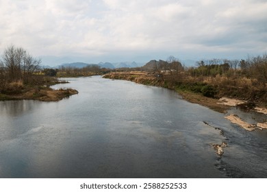 high angle view of river