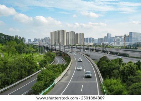 high angle view of road flyover in Chengdu