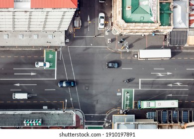 High angle view of road intersection in Auckland, New Zealand. - Shutterstock ID 1910197891