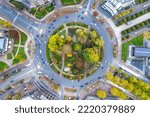 High angle view of a roundabout in Autumn