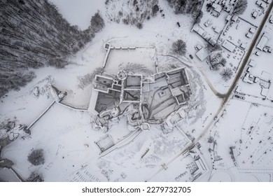 High angle view of Ruins of Ogrodzieniec Castle in Podzamcze village, Silesia region of Poland - Shutterstock ID 2279732705