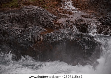 High angle view of rushing turquoise Skjalfandafljot river near Godafoss - North Iceland