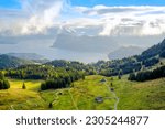 High angle view see lake lucerne Cities and high mountains in Kriens,Switzerland.