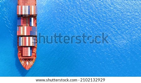 high angle view of the shipping system transport containers by cargo ships, international transport, export-import business, logistics