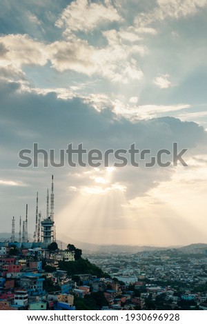 High angle view of small chapel located at the top of Cerro Santa Ana, a touristic attraction of Guayaquil