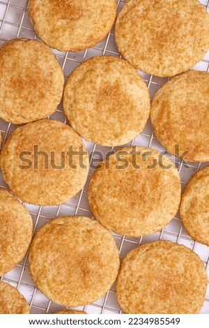 High angle view of snickerdoodle cookies on a cooling rack