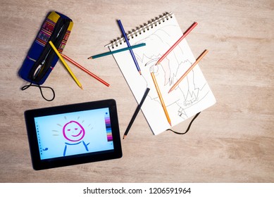 High angle view tablet