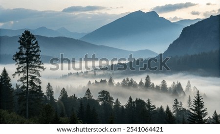 High angle view of trees in forest during foggy weather