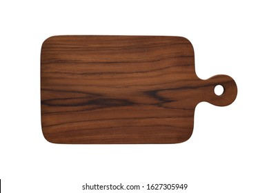 High Angle View, Wood Cutting Board On White Background.