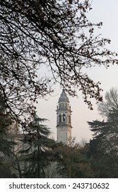 High Bell Tower Of The Old Church Of Araceli In Vicenza In Italy