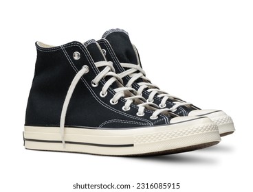 High black sneakers isolated on white background - Powered by Shutterstock