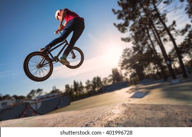 High BMX jump in a skate park. - Powered by Shutterstock