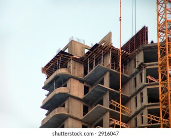 A High Building Under Construction Half Built