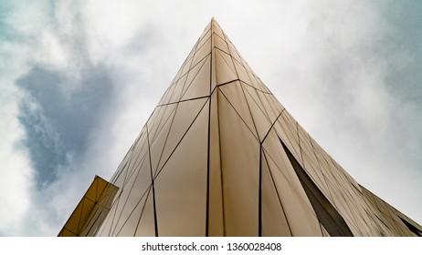 high building unusual triangle in the fog - Powered by Shutterstock