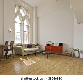 High Ceiling Apartment With Large Gothic Windows