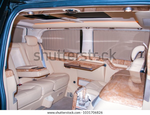 High class interior van\
with leather.