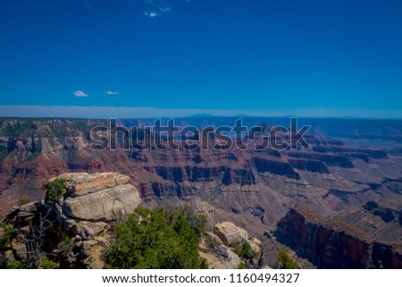 High cliffs above Bright Angel canyon, major tributary of the Grand Canyon, Arizona, view from the north rim