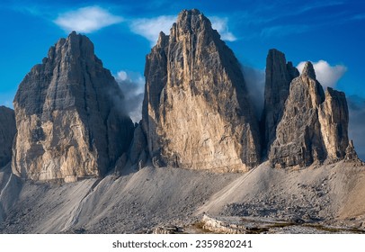 High cliffs in the Dolomites. Dolomites mountains. Dolomites rocks. Dolomites peaks