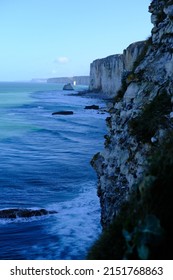 The High Cliffs Of Etretat Along The La Manche Sea.