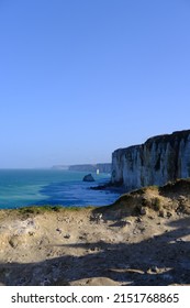 The High Cliffs Of Etretat Along The La Manche Sea.