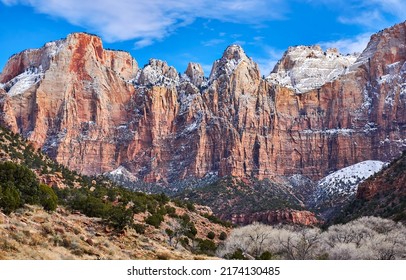 High cliffs of the mountain range. Mountain high rocks. Mountain background. Mountain scene