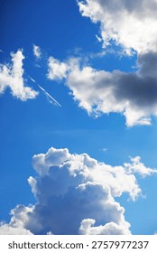 High clouds in the summer sky. Sky background. Meteorological observations of sky.