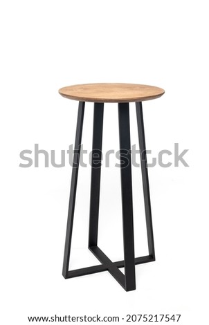 High coffee table in loft style isolated on a white background. Tall standing table. 商業照片 © 