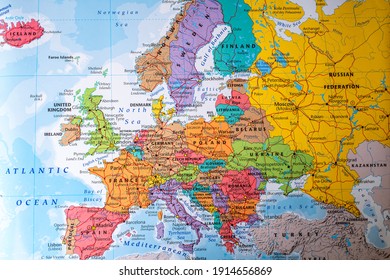 High detailed political map of Europe