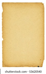 High Detailed Vintage Paper With Torn Edges Isolated On White.