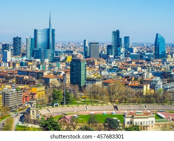 High Dynamic Range HDR Aerial View Of The City Of Milan