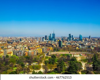 High dynamic range HDR Aerial view of the city of Milan - Shutterstock ID 467762513